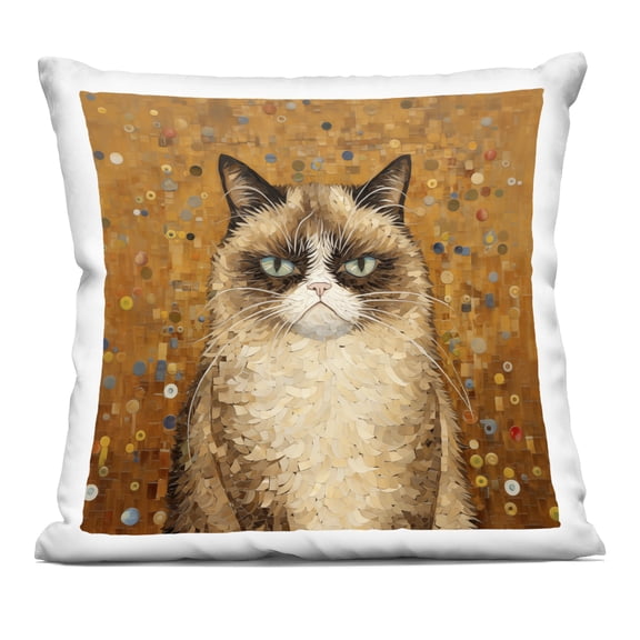 Stupell Industries Grouchy Cat in Classic Style Design by Arlington Prints Throw Pillow