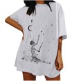 thumbnail image 2 of Puntoco Mujer Damas Mangas con hombros caídos Camiseta de manga corta suelta con estampado de calavera retro desgastado Puntoco Puntoco-4418, 2 of 6