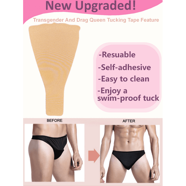 BIMEI Self-adhesive Reusable Tuck Yourself Tucking Tape Kit Pre-Cut  Self-contained Fit Skip the Line Adhesive Avoid Camel Toe Gaff Alternative  Waterproof For Unisex,Nude,2 Pairs 