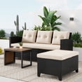 thumbnail image 3 of SUNTONE Patio Conversation Set - 3 Piece Patio Sectional Sofa Set, Coffee Table, Black/Beige, 3 of 12