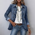 thumbnail image 7 of uublik Womens Jean Jacket Blue Casual Long Sleeve Open Front Denim Jacket Fall Coat, 7 of 7