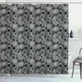 thumbnail image 1 of Abstract Shower Curtain, Jumbled and Superimposed Spiral Figures Pattern in Repeating Form, Fabric Bathroom Set with Hooks, 69W X 70L Inches, Black White and Pale Grey, by Ambesonne, 1 of 3