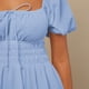 thumbnail image 4 of Vestidos de playa para mujer Vestido plisado con cuello cuadrado A Line para cóctel (Azul claro M) FLhrweasw Para estrenar, 4 of 8