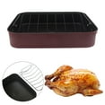 thumbnail image 1 of Bandeja para asar pavos, parrilla para horno, rejilla para enfriar con rejilla en forma de V, bandeja para hornear, bandeja rectangular para asar, 1 of 8