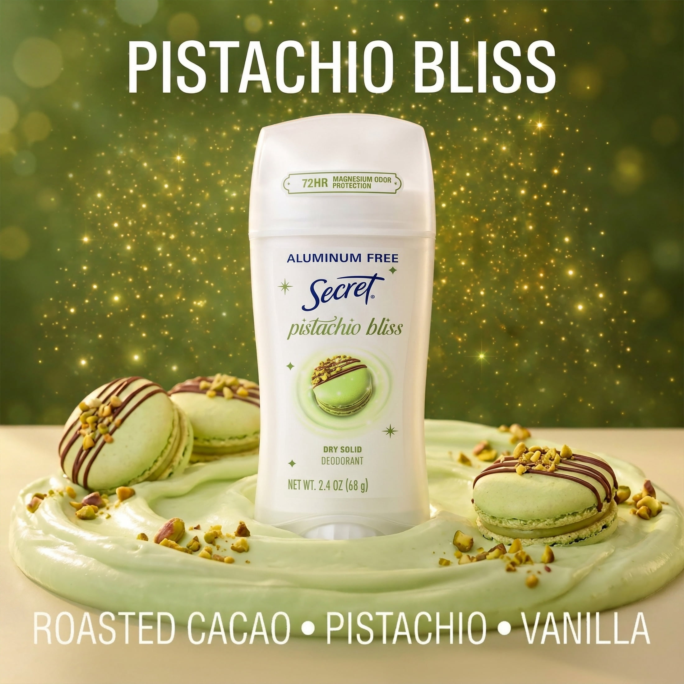 Secret Aluminum Free Holiday Deodorant for Women, Pistachio Bliss, 2.4 oz
