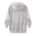 thumbnail image 2 of Baberdicy Lady Coat Autumn and Winter Loose Plush Multi Color Panel Hooded Coat for Women Plus Size Tops D, 2 of 5