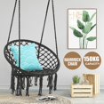 thumbnail image 5 of KWANSHOP Hanging Hammock Chair Macrame Swing Seat Mesh, Handmade Knitted Hanging Cotton Rope Chair for Indoor/Outdoor Home Patio Garden Back Yard, Black, 5 of 10