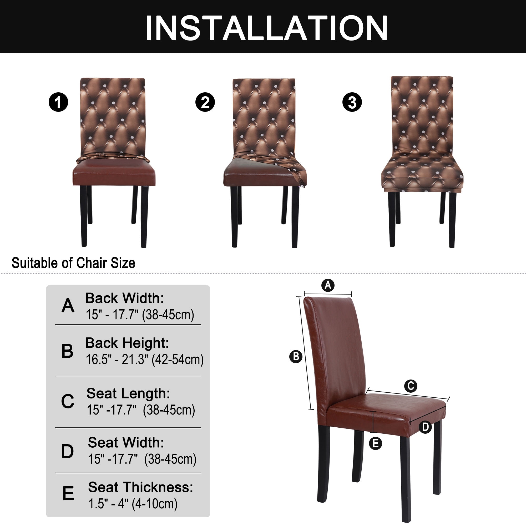 Unique Bargains Stretch Polyester Washable Dining Chair Covers Slipcovers Coffee 6 Pcs