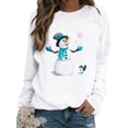 thumbnail image 1 of Fashnice T-shirt à Col Rond pour Femmes, Manches Longues, Chandail de Noël, Hauts de Sport de Noël, Blanc, TP, 1 of 2