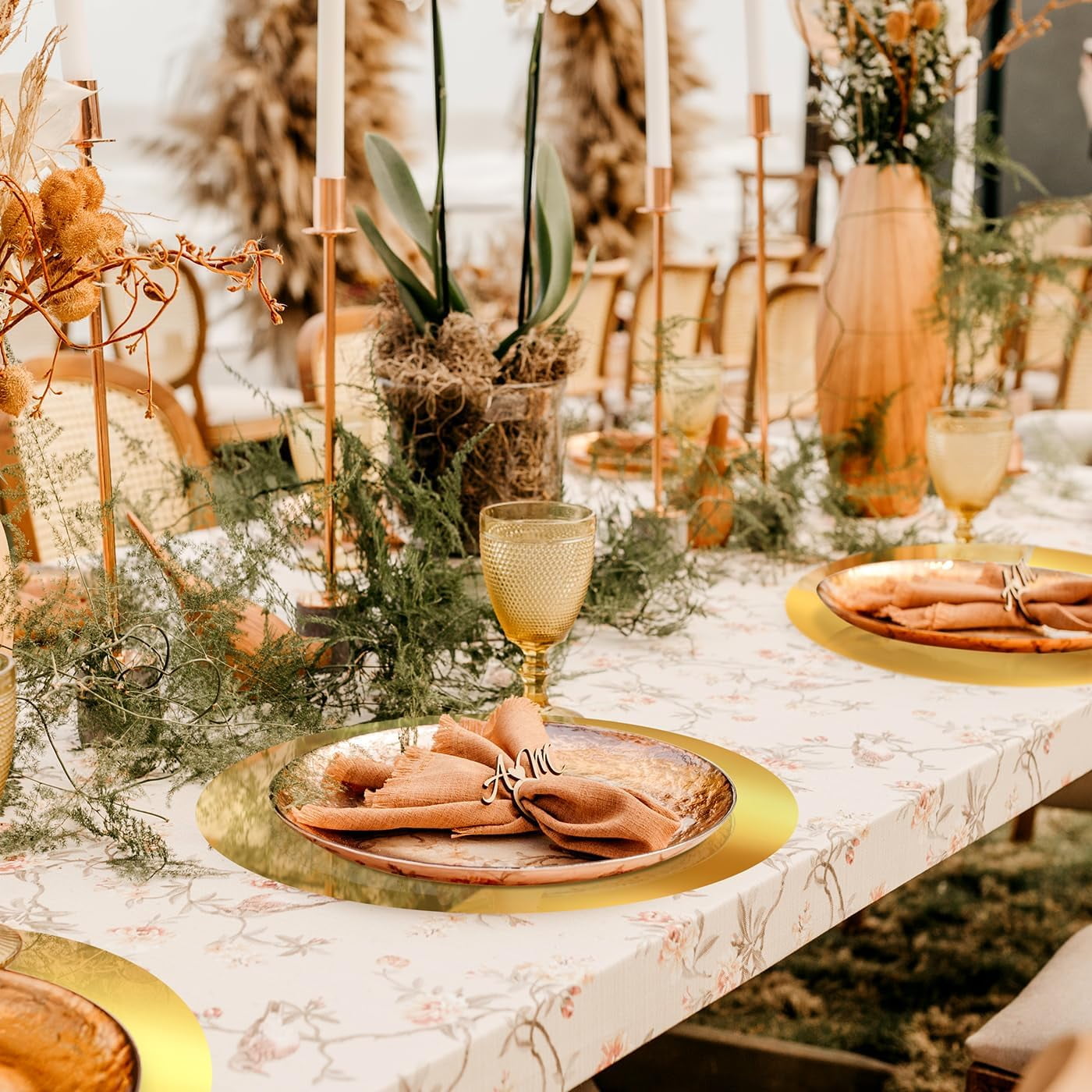 100PCS Round Gold Placemats,  Disposable Paper Placemats for Dining Table, Mirrored Gold Charger Place Mat for Kitchen Banquet Table Setting Wedding Birthday Dinner Party Decor