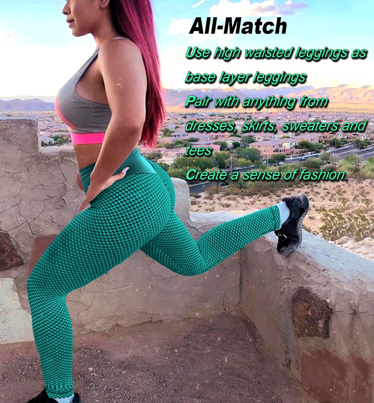 Women's High Waist Leggings With Tummy Control - Textured Yoga Pants For Workout, Running, Butt Lifting (Gray, XL)