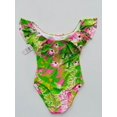 thumbnail image 2 of Trina Turk La Palma Ruffle Off-The-Shoulder Swimsuit Green Floral ( 10 ), 2 of 2