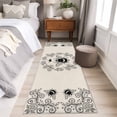 thumbnail image 3 of Vintage Crown Bee Runner Rugs 2x6 ft Classical Floral Texture Farmhouse Linen Washable Hallway Rugs Non-Slip Floor Mats Absorbent Carpet Bedside Runners for Bedroom Kitchen Bathroom Laundry Room, 3 of 9