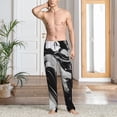 thumbnail image 6 of Lsque Fluid Black White Paint Swirls Print Men's Pajama Pants, Lounge Pant - Comfortable Home Wear,Elastic Waistband, Stylish Design-XX-Large, 6 of 9