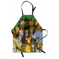 thumbnail image 1 of Animal Apron Cartoon Style Elephant Gazelle Giraffe Gorilla Lion Animals Illustration, Unisex Kitchen Bib Apron with Adjustable Neck for Cooking Baking Gardening, Brown and Fern Green, by Ambesonne, 1 of 3