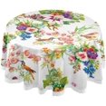 thumbnail image 1 of Round Tablecloth Wild Exotic Birds and Flowers Polyester Tablecover 60 Inch with Lace Design, Anti-Wrinkle and Smooth Table Cloth for Kitchen/Home Decoration, 1 of 8
