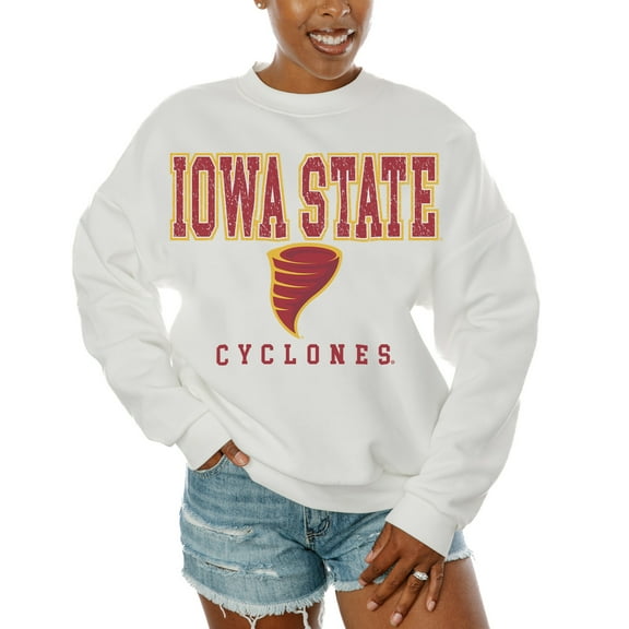 Women's Gameday Couture  White Iowa State Cyclones Freestyle Fleece Pullover Sweatshirt