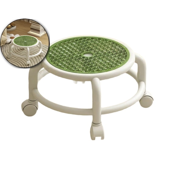 VQPeo 360° Swivel Wheel Rolling Stool, Breathable Cushion Seat, Multifunctional Low Profile Mobile Stool for Home & Workshop Use