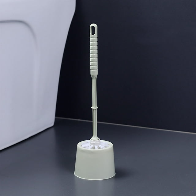 Meitianfacai Toilet Brush and Holder Set, Compact Toilet Cleaner Brush, Plastic Long Handle Toilet Brush with Base, High Density Soft Bristles Brush, Comfortable Grip, Bathroom Essential