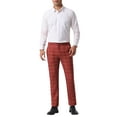 thumbnail image 2 of INSPIRE CHIC Men's Dress Plaid Printed Business Checked Pants 30 Burgundy, 2 of 6