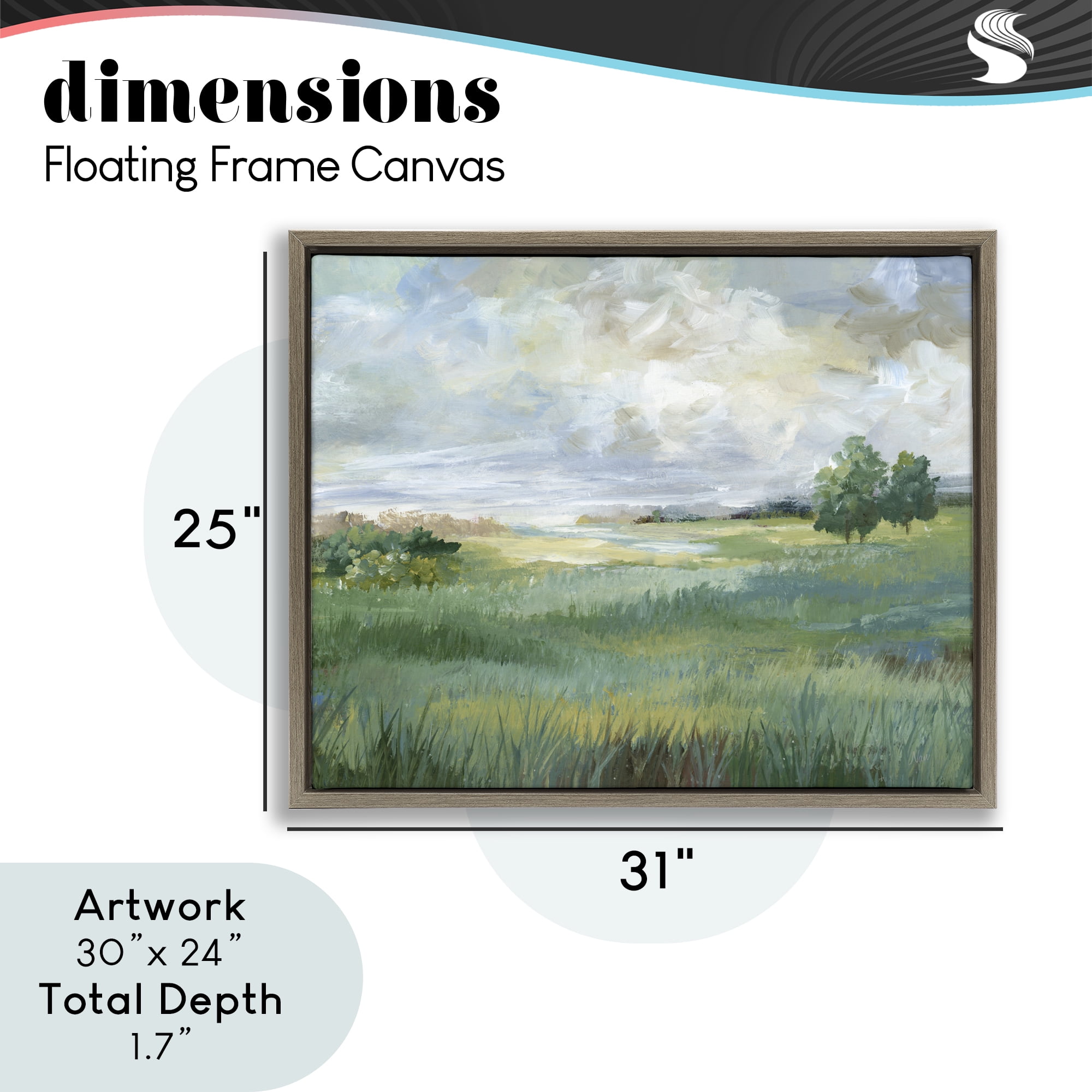 Stupell Industries Idyllic Summer Field Brown Framed Floater Canvas Wall Art, design by Nan