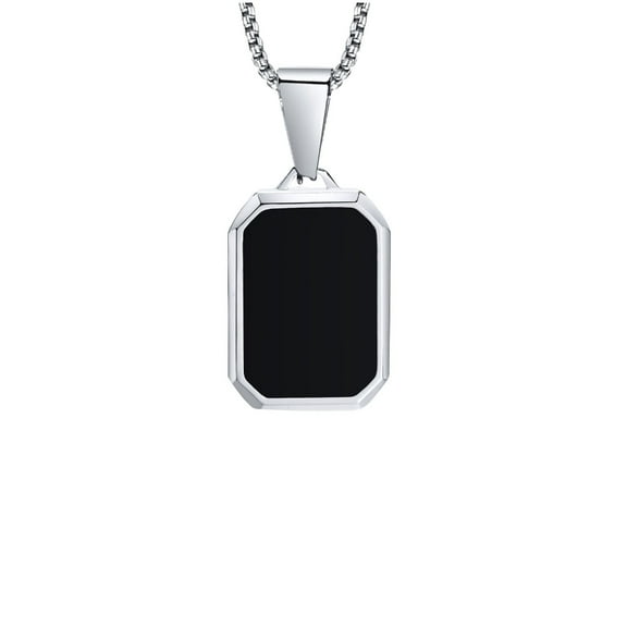 Modern Necklace Stainless Steel Mens Necklace Geometric Rectangular Pendant Neck Jewelry Suitable for Everyday Wear