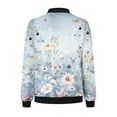 thumbnail image 5 of Ftwytp Jackets for Women Casual Long Sleeve Lightweight Bomber Jacket Classic Vintage Coat Full Zip Up Ribbed Collar Outwear Boho Floral Print Jackets, 5 of 5