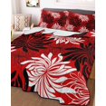 thumbnail image 3 of Quilts Twin Size Bedding Set, Botanical Chrysanthemum Lightweight Quilted Comforter, Abstract Spring Floral Red Black Soft Reversible Bedspread Coverlet with Pillow Covers for All Season, 68" x 86", 3 of 7