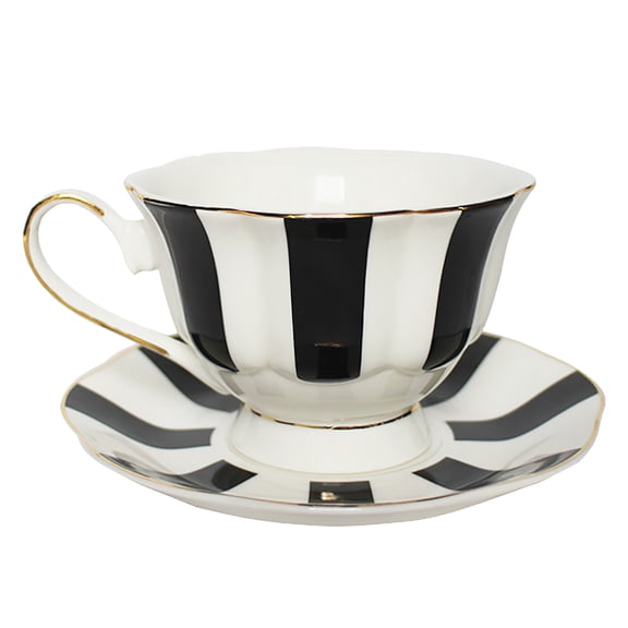 CTIRCHIU Extra Fine Porcelain Mug Coffee Cup Saucer Set Black Ceramic 1Set European Style