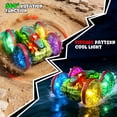 thumbnail image 4 of JoyStone Amphibious RC Car for Kids, 4WD Waterproof All Terrain Remote Control Stunt Truck with Double-Sided Driving, LED Light-Up Wheels, 2 Batteries, Green, 4 of 10