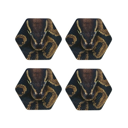 

Lukts Ball Phyton Snake Print Leather Drinks Coasters Set of 4 Suitable or Drinks Furniture Protection and Easy Clean up-Hexagon
