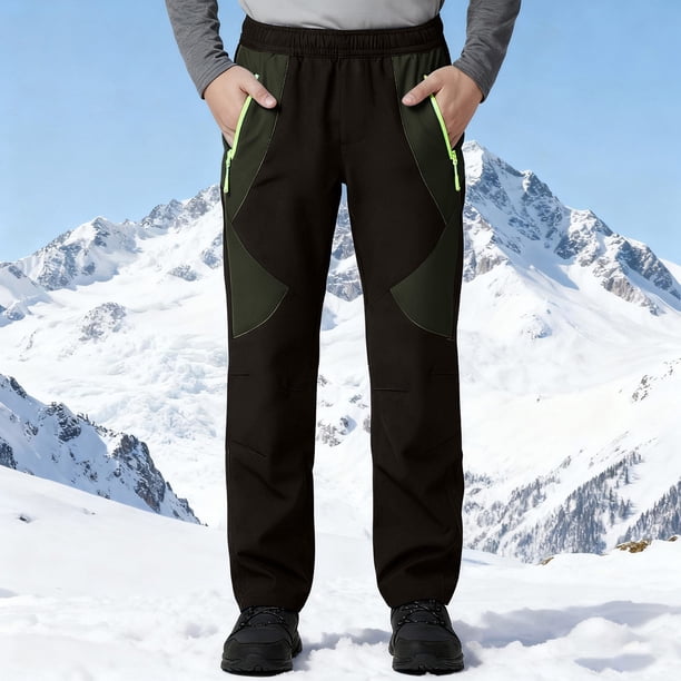 Pantalones largos para niños y niñas, a la moda, de color sólido, cálidos, resistentes al viento y al agua, para exteriores, senderismo, esquí, pantalones para niños.