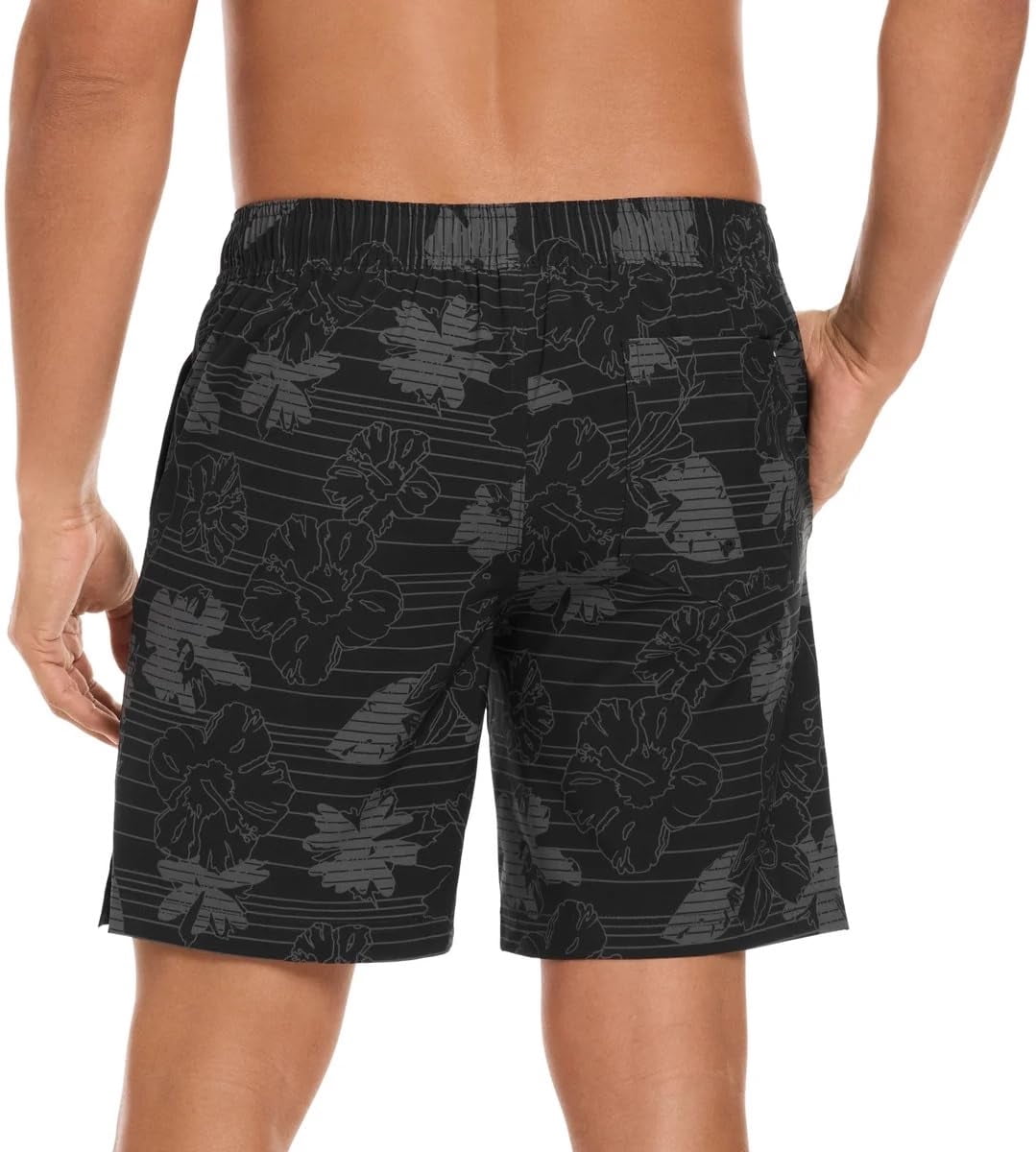 Hurley Mens Lightweight Volley Swim Short Trunk (US, Alpha, Large, Regular, Regular, Black Hibiscus)