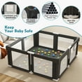 thumbnail image 4 of Baby Playpen 51" x 51", Play Pens for Babies and Toddlers Baby Fence Play Yards for Indoor & Outdoor with Breathable Mesh Anti-Fall Playpen, Black, 4 of 8