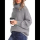 thumbnail image 3 of Suéter de Cuello Alto, Larga, Estilo Globo, Liso, para Mujer, para Invierno y Otoño. Gris M, 3 of 7
