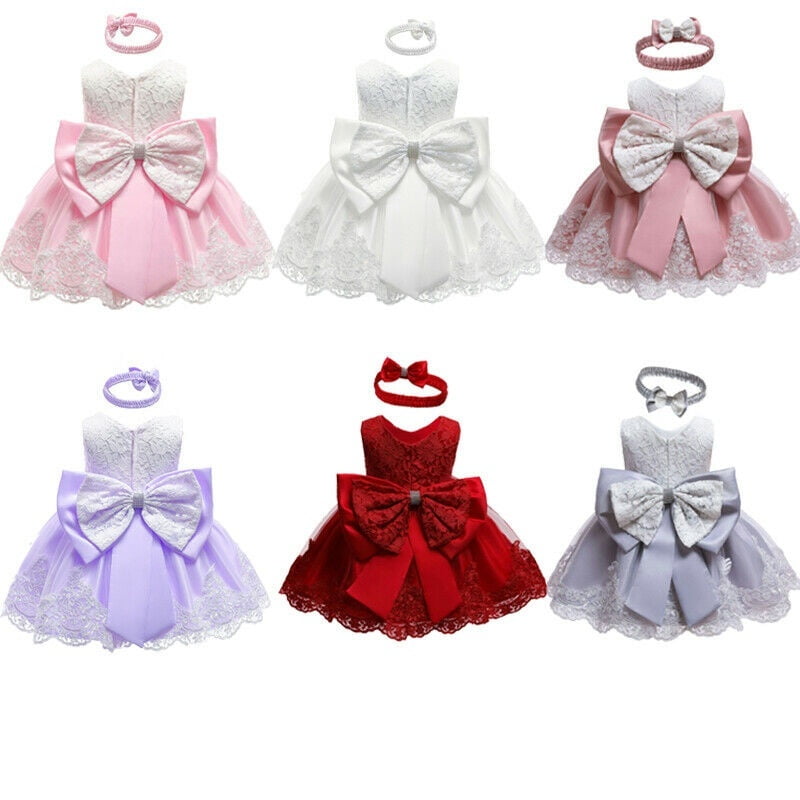 Goowrom Toddler Kids Baby Girl Christmas Dress Princess Girls Cute Bowknot Party Gown Dresses Red