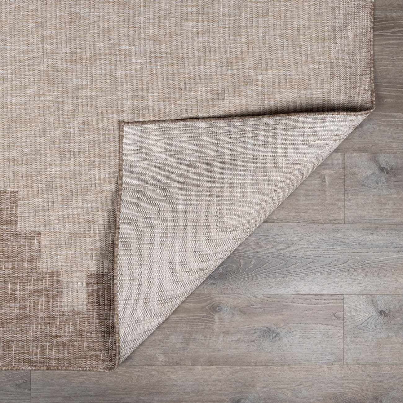 Hauteloom Djugun Outdoor Area Rug - Outside Porch Patio Rug Carpet - No Pile Rug - Waterproof Rug - Geometric - Brown, Cream, Beige - 4'3" x 5'11"