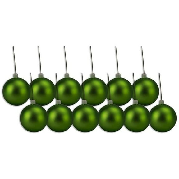 Queens of Christmas ORN-BLKM-100-LG-12PK 4 in. Matte Ball Ornament with Wire, Lime Green - Pack of 12