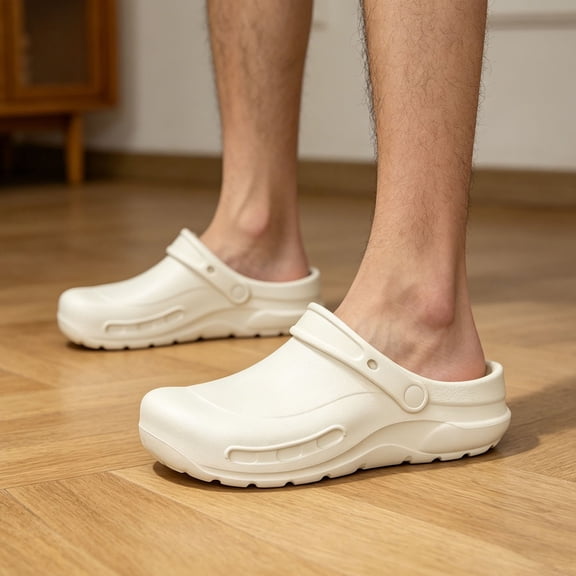 Men Women Garden Clogs Beach Shoes Work House Slippers Cushion Lightweight -on Back Strap Outdoor Classic Sandals(Khaki,8.5)