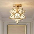 thumbnail image 4 of Five-Pointed Star Crystal Ceiling Light - Shatterproof LED Fixture for Entryways (25x20x20cm, Gold), 4 of 9