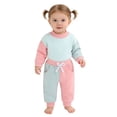 thumbnail image 2 of Kids Sweatsuit Color Block Long Sleeve Top Pants Casual Daily Wear Play Outfit for Toddler Boys Girls Hot Pink 2 Years-3 Years, 2 of 3
