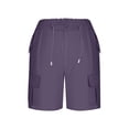 thumbnail image 4 of BUIGTTKLOP Shorts for Women Summer Quick Dry Cargo Shorts with Pockets Outdoor Drawstring Knee Length Hiking Short, 4 of 5