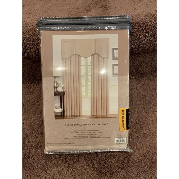 Linnea Scalloped Window Valance In Linen 50” X 20”