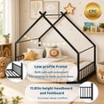 thumbnail image 2 of SESSLIFE Twin-Size House Bed, Metal Twin Platform Bed Frame, House-shaped Design, Tent Bed with Roof and Chimney for Bedroom, No Box Spring Needed, Easy Assembly,Black, 2 of 6