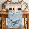 thumbnail image 2 of Coastal Whale Table Runner, Nautical Ocean Shells Seaweed Coral Washable Cotton Linen Table Runners 90 Inches Long, Dresser Scarf Runner for Dining/Coffee/Kitchen/Hallway Tables 13''x90'', 2 of 8