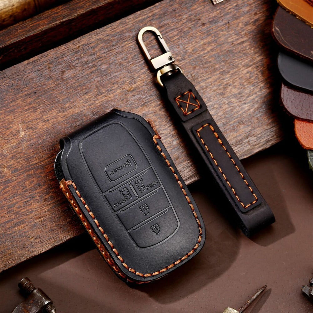 Cowhide leather Car Key  shell Holder Keychain Ring Case Bag Fit For Mazda Auto