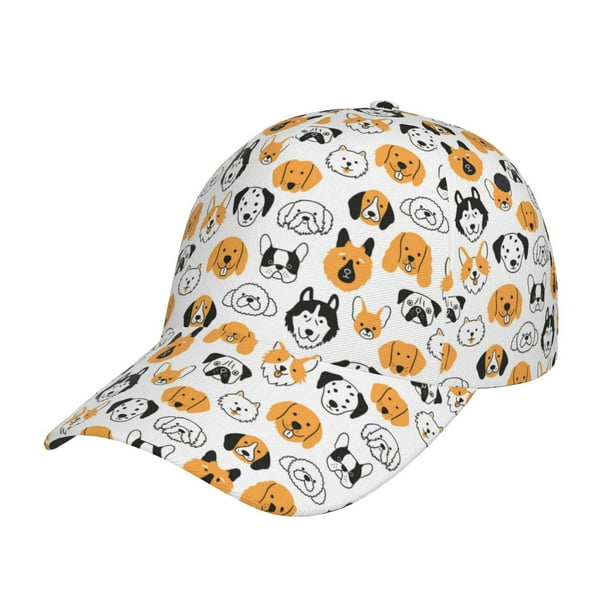 Fotbe Dog Faces Gorro Clásico de Béisbol, Gorra Ajustable con Broche Snapback, Gorro de Exterior de Algodón Suave