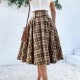 thumbnail image 3 of Zonest Women's plaid elastic waist A-line pleated taffeta maxi skirt, 3 of 8