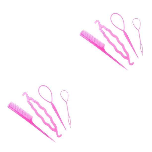 Jumpingount Herramienta de cola de caballo para el cabello Accesorio de peinado elástico duradero Buena seguridad Adornos de peinado versátiles rosa 2piezas