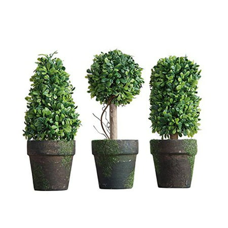 PVC Topiary In Pot SET OF 3 Styles Artificial Plant Shrub Bush Country Home Garden